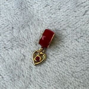 Danbury Mint European Bead Gold with Red Enamel and Heart Charm